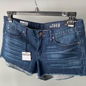 Gap dark wash frayed shorts